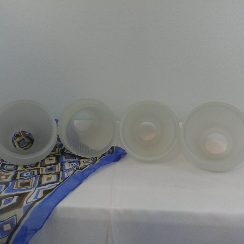 Set of Four Frosted Glass Ceiling Fan Lamp Shades - Picture 2 of 4